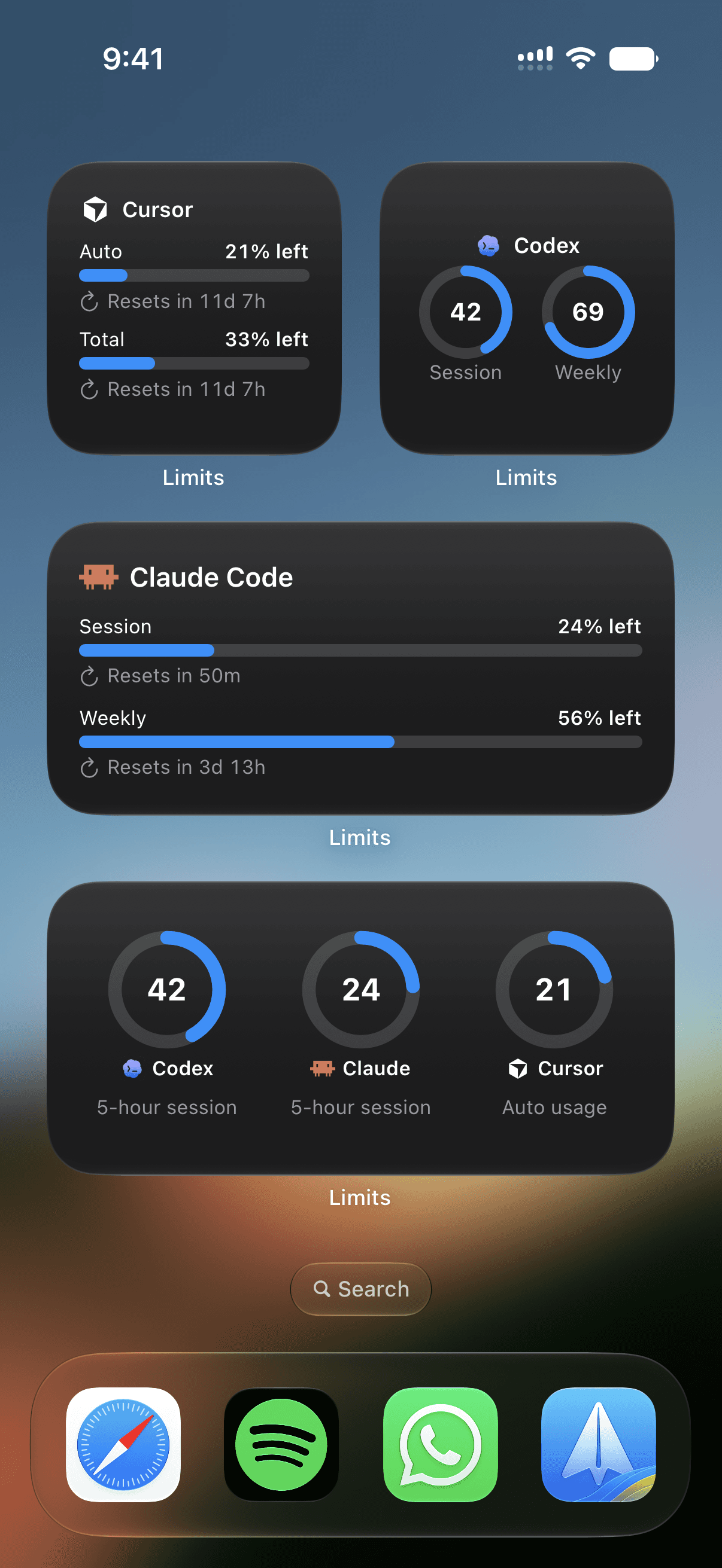 Limits widgets on an iPhone Home Screen